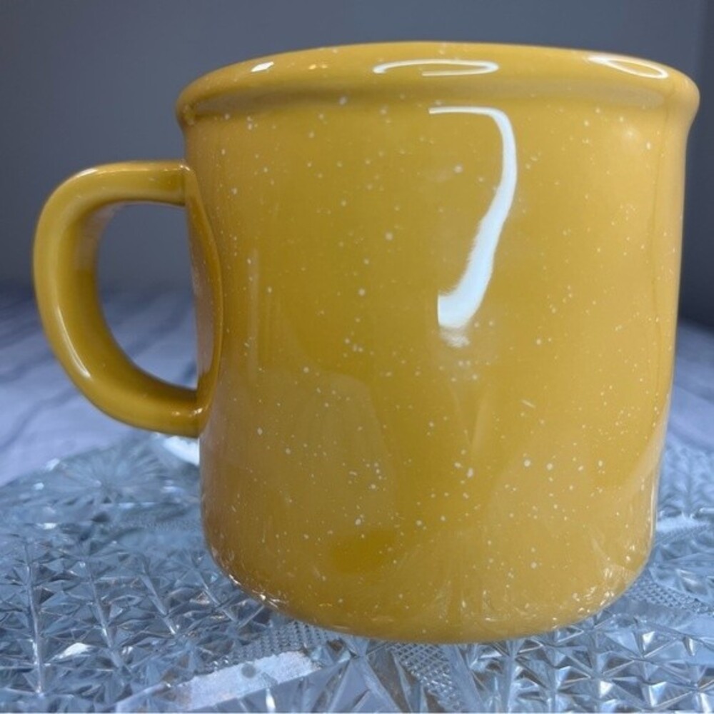 Rae Dunn coffee cup Hit the Trails Hiking enthusiast great gift yellow new - Picture 2 of 8